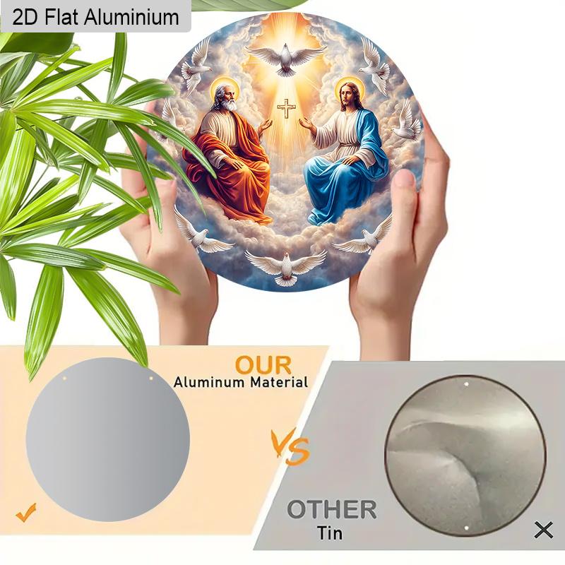 2D Flat Aluminium Sign with Christianity Theme - Navidad Figurine Ornaments with Dove Pattern - Ideal for Front Door, Wall, Porch, Fence Decor