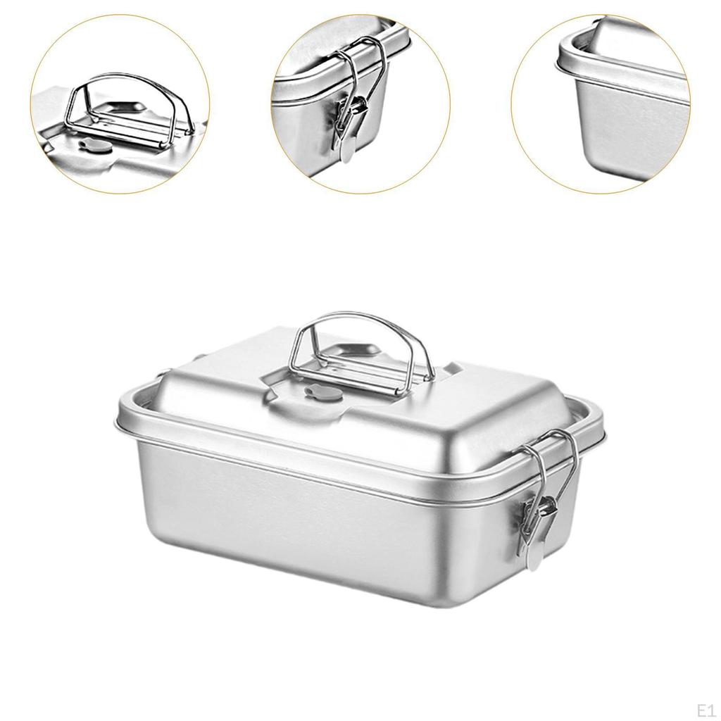 Lunch Box Divided Meal Easy to Clean Reusable Cookware Food Storage with Lid for Household