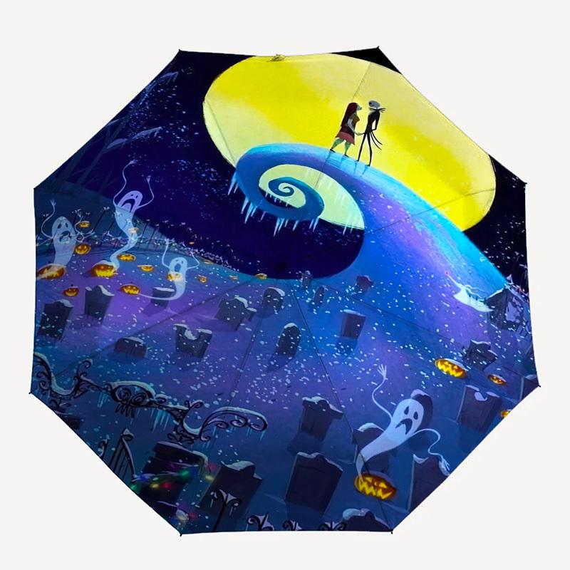 Albtraum vor Weihnachten, Jack Skellington Motiv, Automatisches Öffnen und Schließen, Helles 8-Speichen, Tragbarer Schirm, Geeignet für Männer