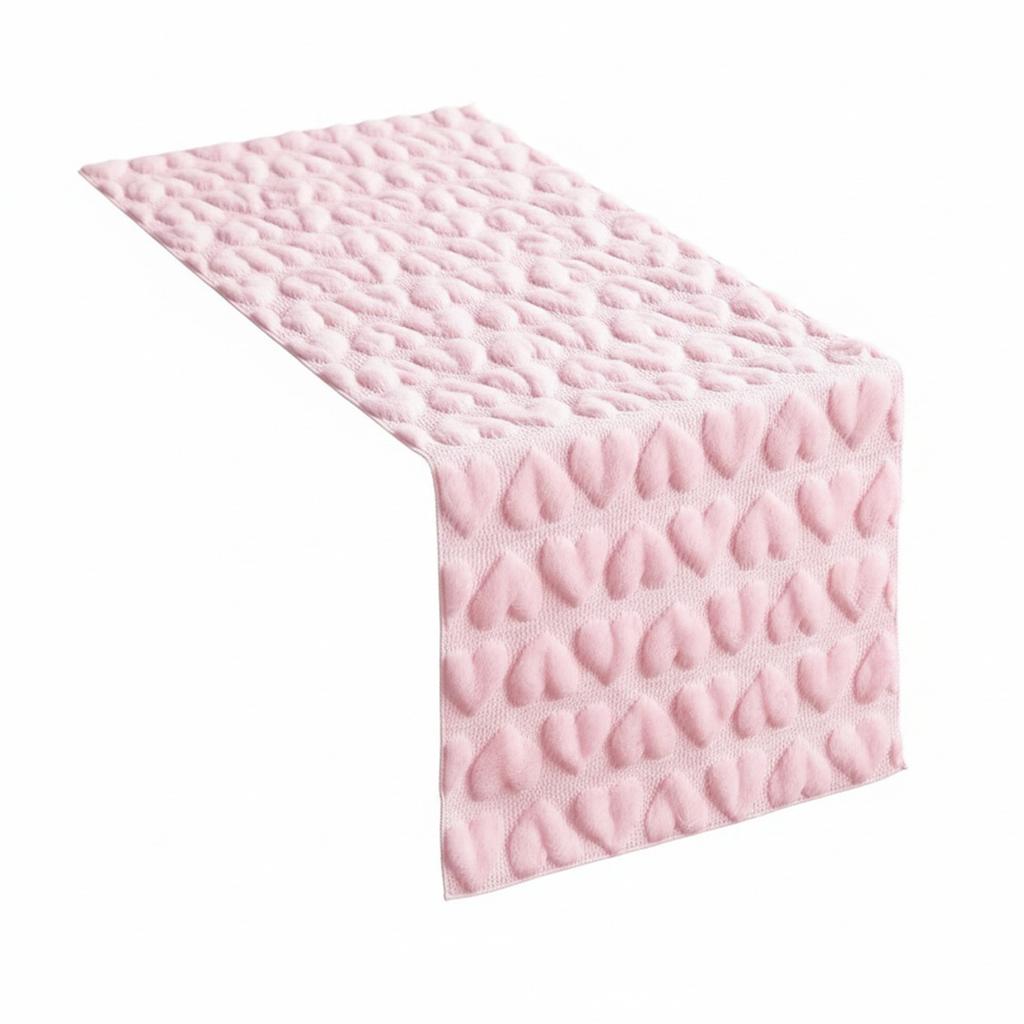 Soft Plush Faux Fur Jacquard Heart Table Runner 72.05x12.99 Inch Flannel Table Runner for Kitchen Home Decoration