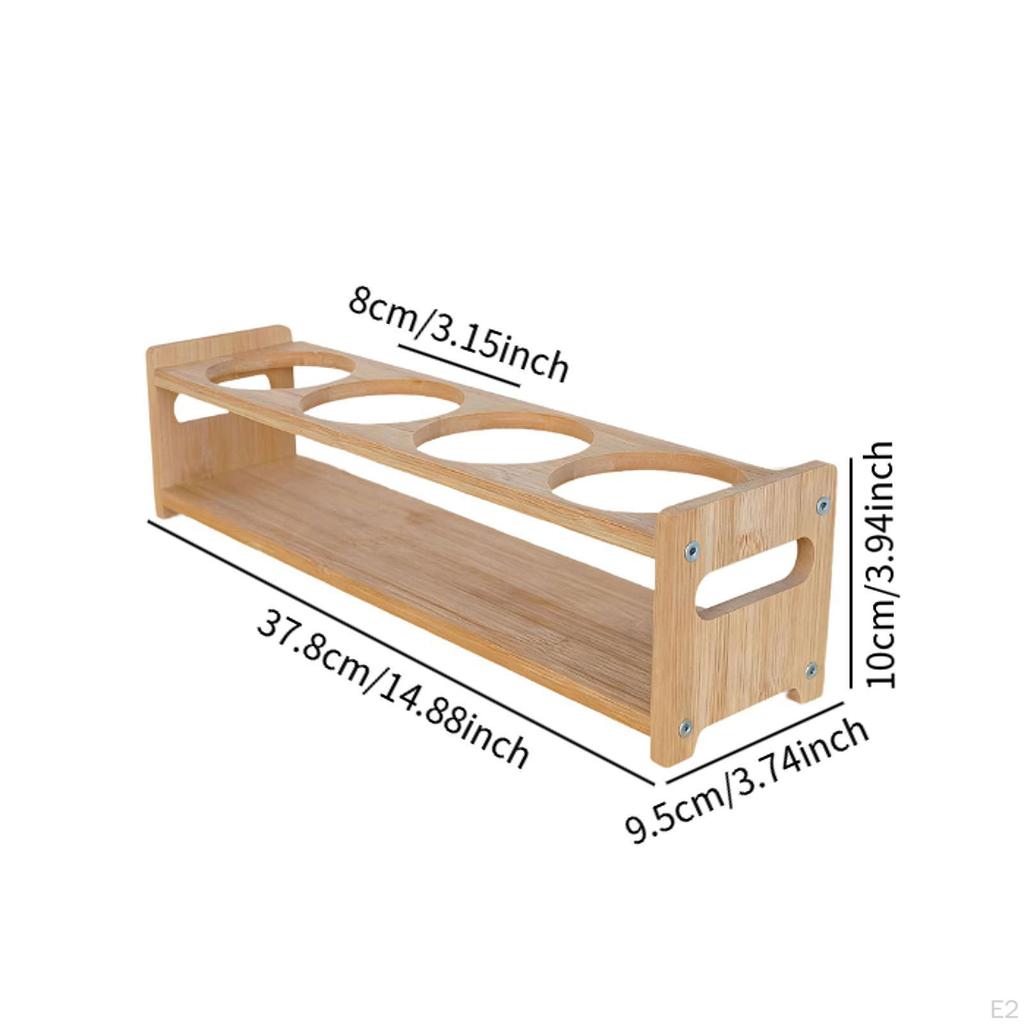 Oil Bottle Rack Dispenser Shelf, Seasoning Organizer Storage Wooden Kitchen Shelf