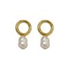 Ring Gourd-shaped Baroque Pearl Earrings Circle Earrings Light Luxury French Retro Style