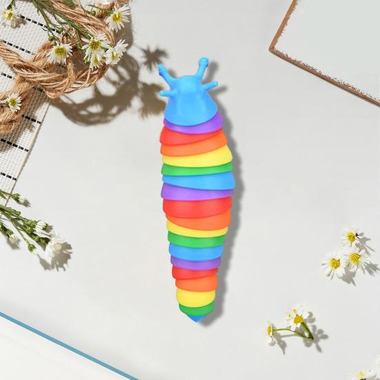 Colorful Caterpillar Fidget Toy Bendable Funny Stress Cute Portable Relief Decompression Kids Adults Slug Sensory