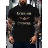 European Sizes Men'S Plus Size Funny Russian Quote T-Shirt - Cyrillic Eagle Graphic, Black with Golden Print, Breathable Moisture-Wicking Fabric