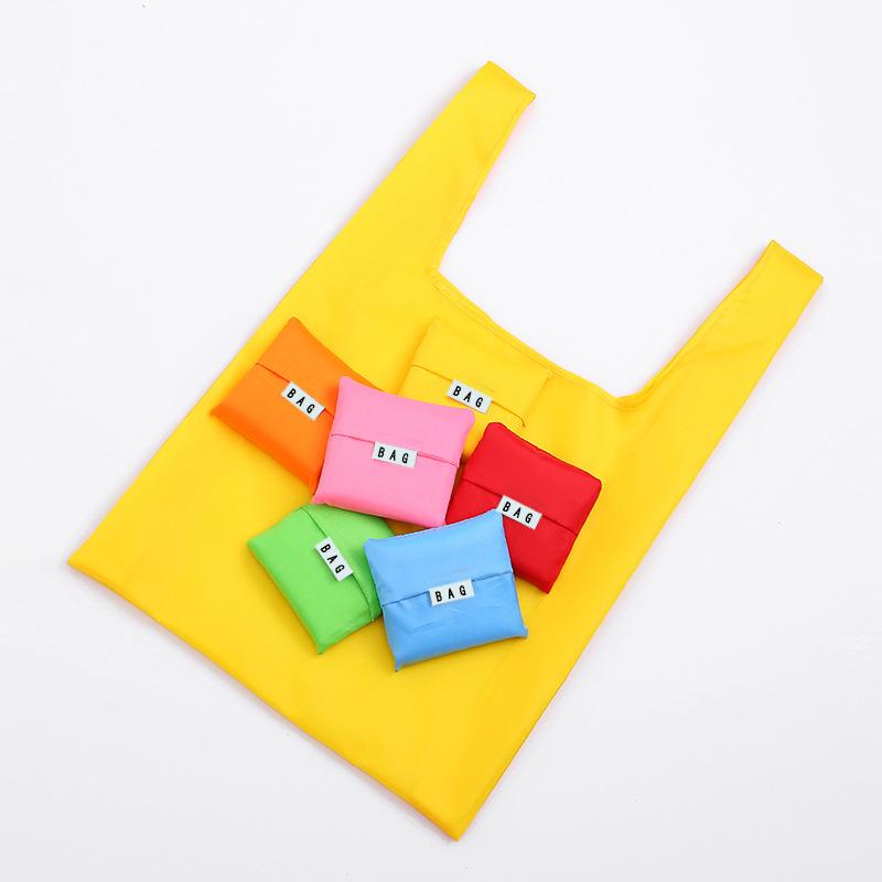 Solid Color Foldable Shopping Bag Eco Reusable Tote Oxford Fabric Casual Large-capacity Shopping Bag Home Storage Bag Supplies CLE