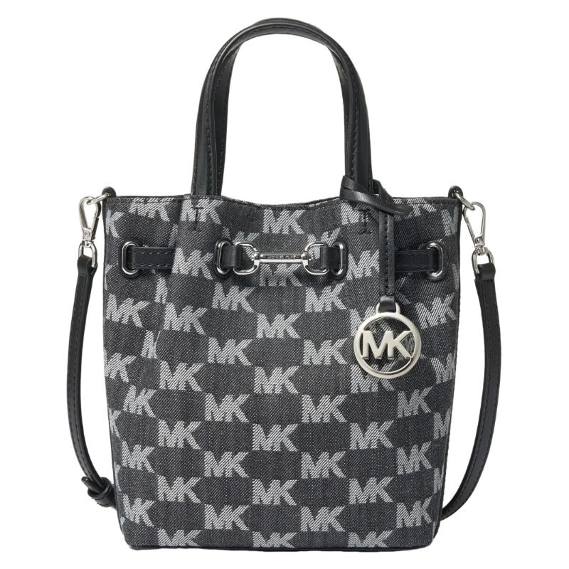 

Michael Kors MK Carson Silver Hardware Faux Leather Monogram Crossbody Bag Small Women bags Black 35T5S2ZC5J-001 Basic Set (Bag+Dust Bag)