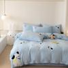 OEING Cute Dog Towel Embroidery Double-Sided Fleece Duvet Cover Set