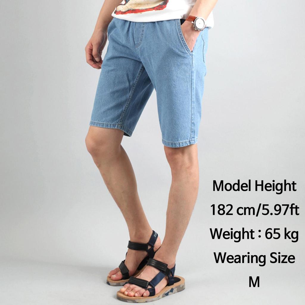 Shorts for Men Jeans Waist Strap Light Blue Korea Fashion