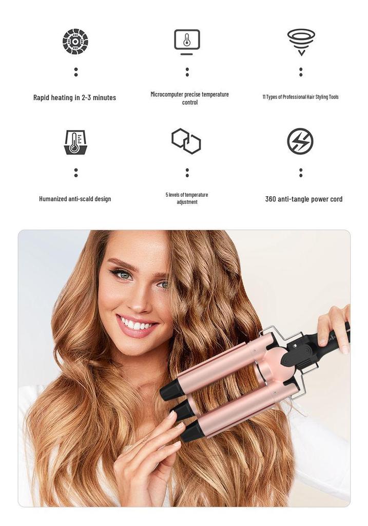 5-in-1 Multifunctional Curling Iron Head Set with Big Wave & Egg Roll Attachments