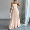 Vestido Largo Plisado para Mujer con Cintura Ajustada Sin Mangas con Tirantes Diseño Elegante para Ocasiones Formales y Casuales Tejido Ligero Vestido Maxi