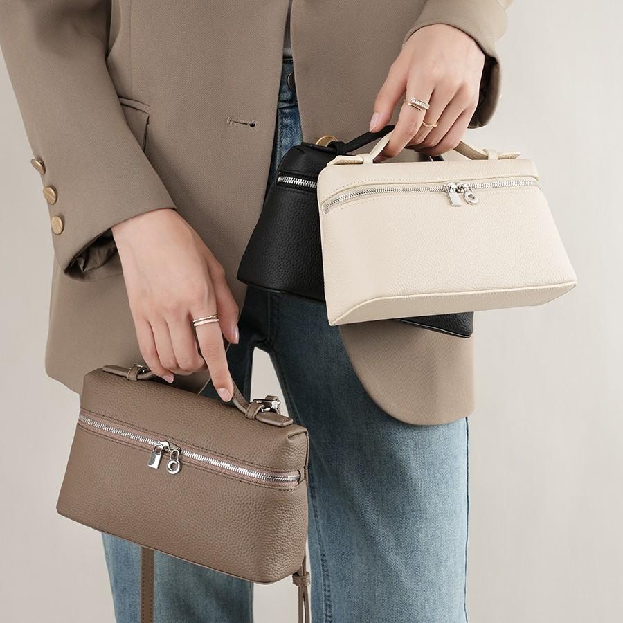 The First Layer Of Cowhide Lp19 Lunch Box Bag, Genuine Leather Women'S Bag Gigi, The Same Portable Box Bag, Messenger Bag.