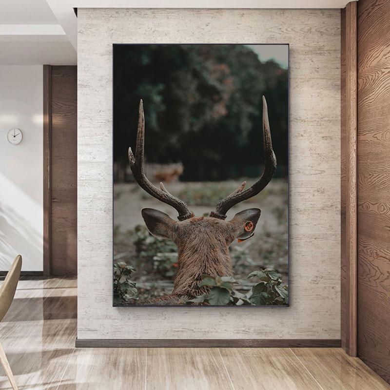 Deer In Forest Canvas Painting Animal Wall Art Picture Posters and Prints for Living Room Decor Porch Home Decoration Cuadros