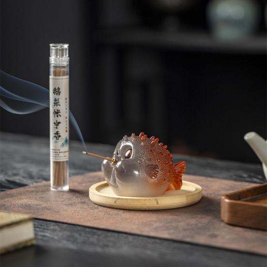 Pufferfish Incense Stick Holder Resin Globefish Tea Pet Figurine Incense Burner Home Office Tea Room Table Decoration Ornament