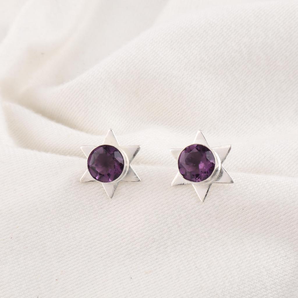 Amethyst Earrings Gemstone Jewelry, 925 Solid Sterling Silver Earrings, Gift For Women Handmade Earrings For Anniversary Gift