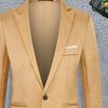 Men Casual Suit Jacket Lapel Long Sleeve One Button Pockets Slim Fit Blazer Solid Color Business Suit Coat Workwear