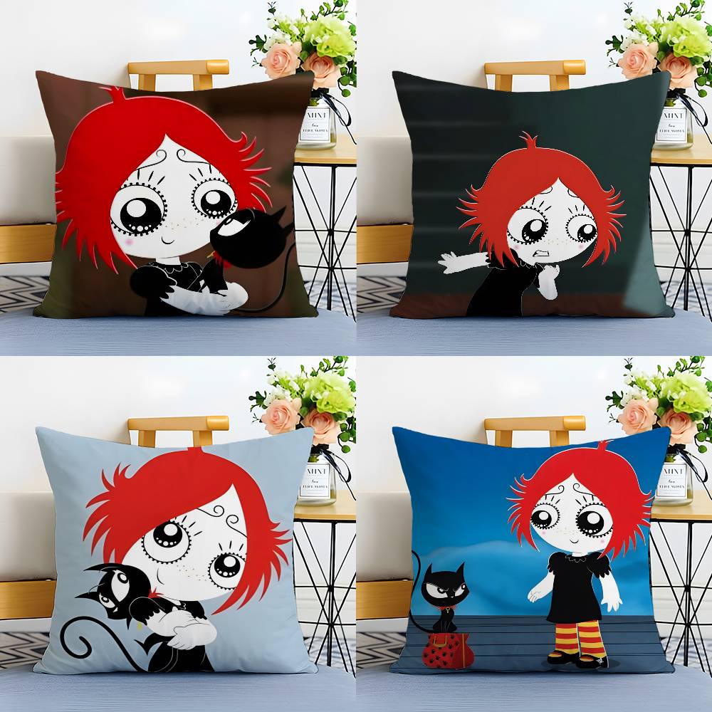 RRuby GGloom And Doom Kitty Pillow Case Antidustmite Pillowcase Invisible zipper silky plush Sofa