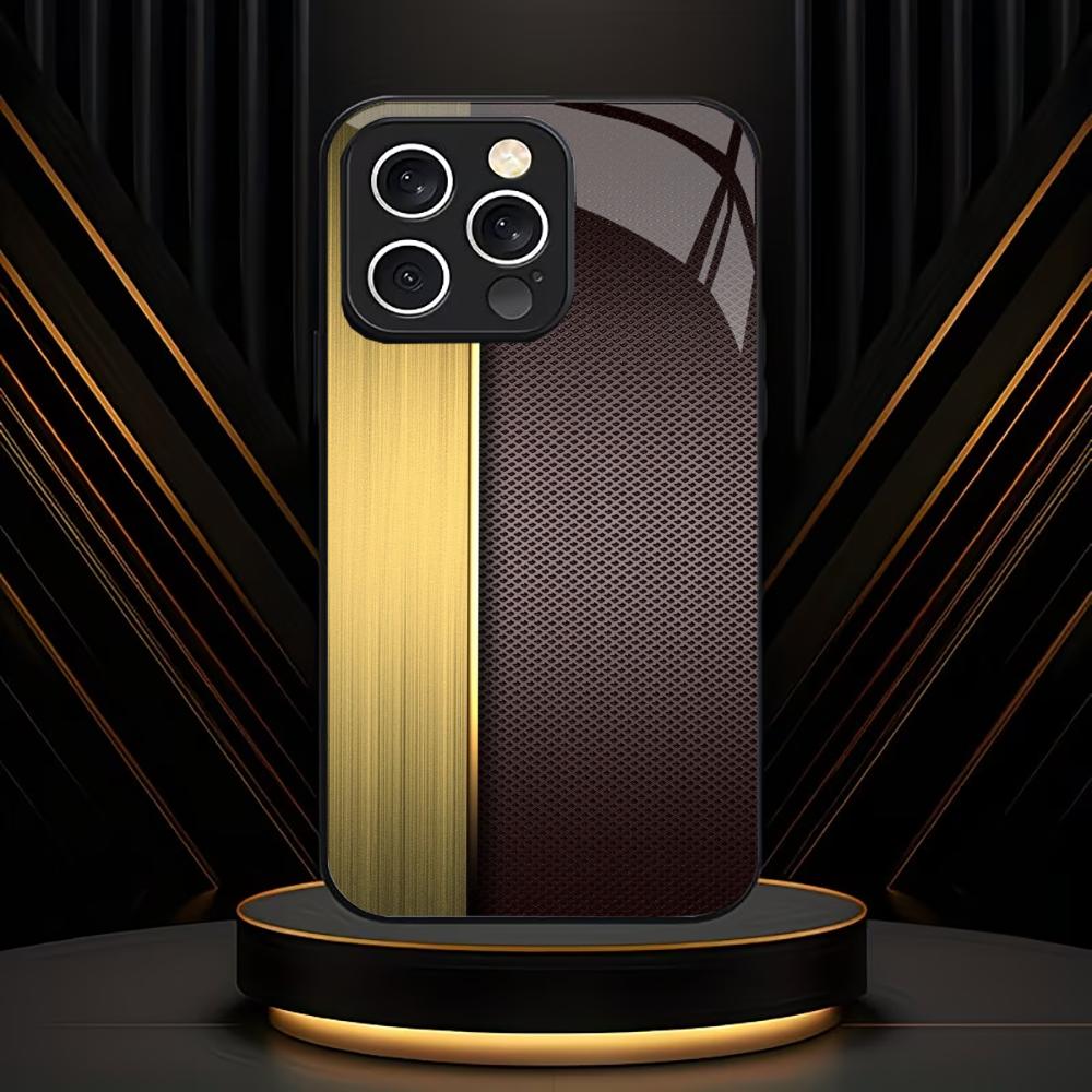 Trendy Gold & Black Mesh phone case Glass fashion phone cases fundas carcasa Phone Case for iPhone 17 16 15 14 13 12pm Pro Plus