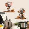 Self-adhesive Funny Chef Mouse Wall Stickers No Glue for Kitchen Dining Room Decor