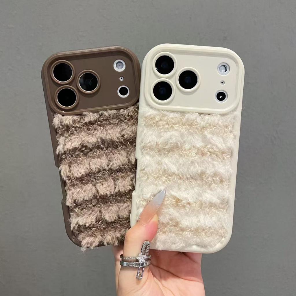 Soft Plush Fur Fluffy Phone Case For iPhone 17 Air 13 14 15 11 12 Pro 16 17 Pro Max Furry Warm Shockproof Lens Protection Cover