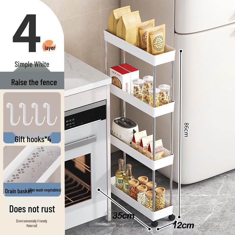 Multi-layer Rolling Storage Rack for Kitchen, Living Room, or Bathroom