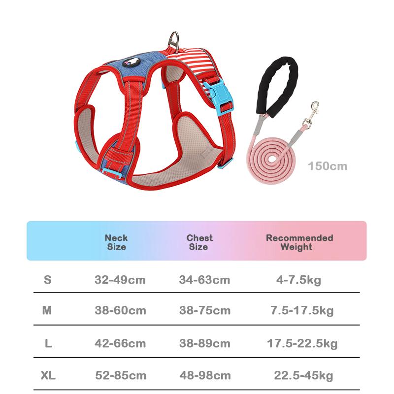 No-Pull Dog Harness Vest with Striped Color Block Design New Macaron Colors Adjustable Escape-Proof Pet Leash Set for Walking