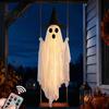 Animierte Halloween-Hoffiguren Leuchtendes Hängendes Schaukelgeister mit Hexenhut Fernbedienung Verstellbar Einfache Montage Requisiten Helligkeit Fliegend