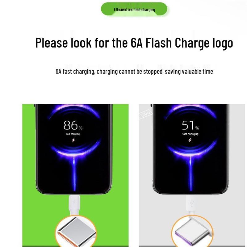 120W Python High-Speed Charging Cable for Xiaomi and Huawei - 6.0 Silicone Data Wire, Durable and Suitable for Flash Charging.