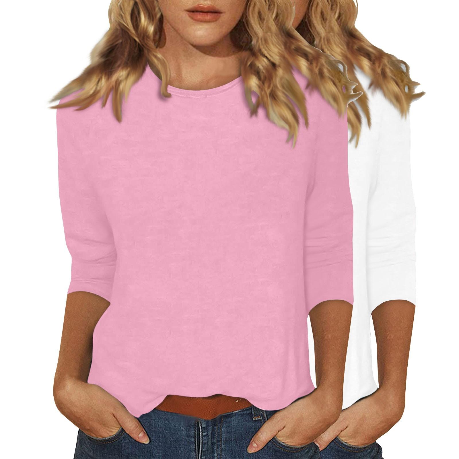 

Женская мода повседневный универсальный повседневный топ с круглым вырезом и рукавом три четверти L