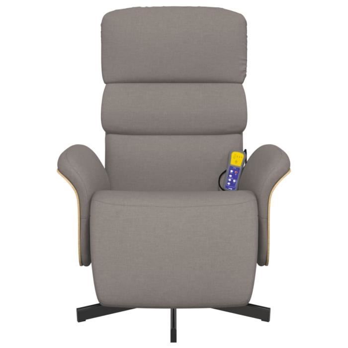VidaXL Fauteuil inclinable de massage avec repose-pieds taupe tissu 356618