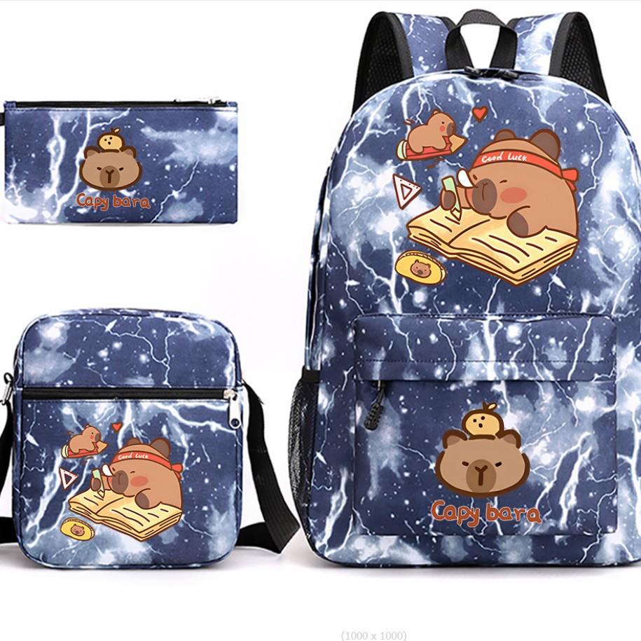 3-teiliges Schulrucksack-Set für Schüler Große Kapazität Oxford-Stoff Schultasche mit Schultergurt und Federmäppchen