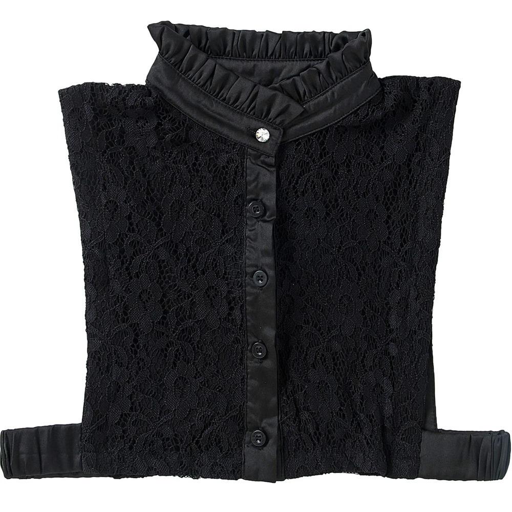 

New Cotton False Collar Solid Color Detachable Ruffled Mock Neck Lace Turtleneck Pullover Underwear чёрный