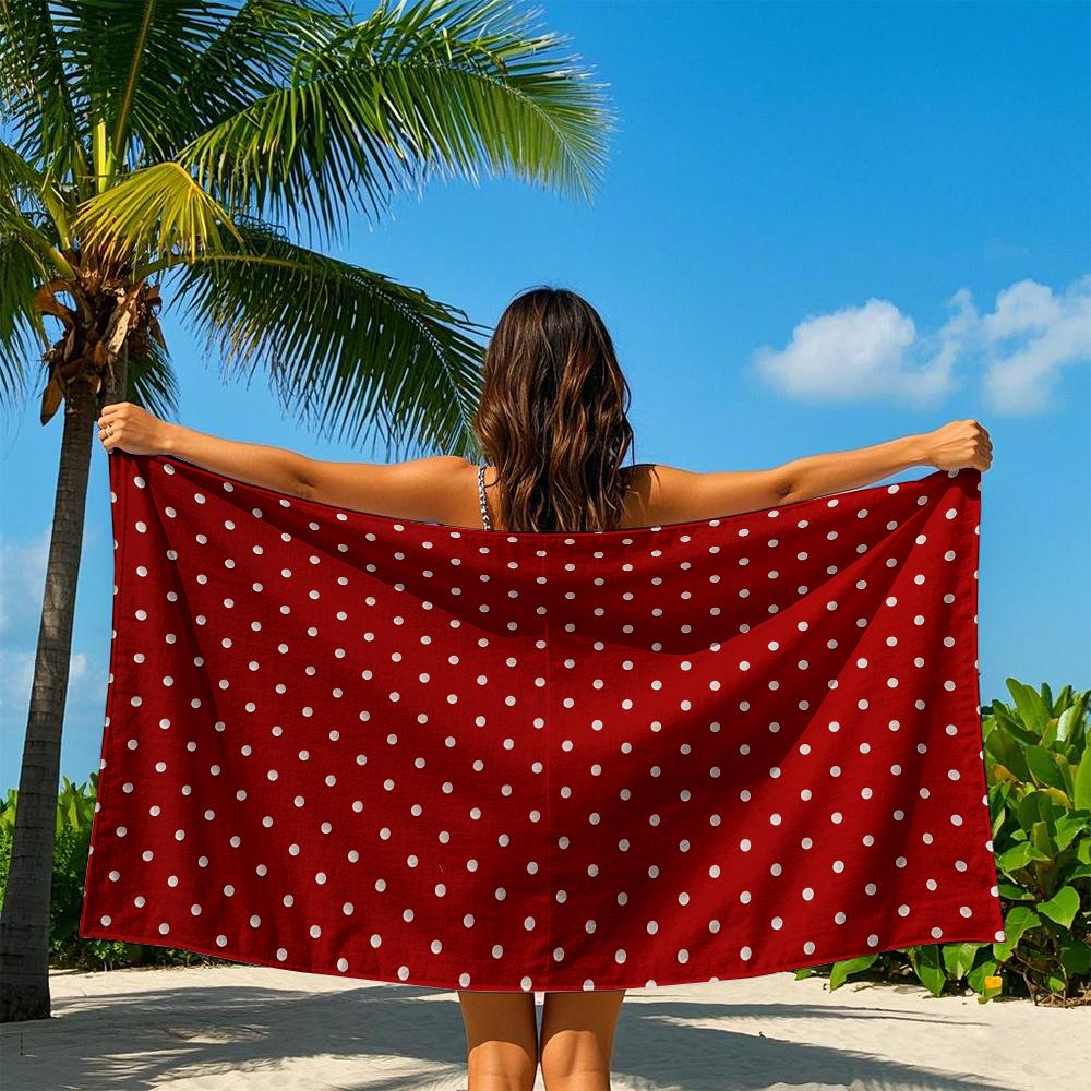 Klassisches Rot-Weiß gepunktetes schnell trocknendes Badetuch Mikrofaser Strandtuch - leicht Gewicht Schwimmen Camping Yoga Strand Out 90x180cm