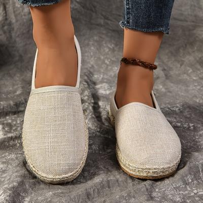 Damen Atmungsaktive & Bequeme Lässige Canvas Espadrilles Mit Geflochtener Sohle, Vielseitige Slipper
