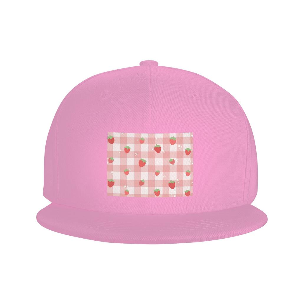 Strawberry Plaid Baseball Caps Snapback Fashion Baseball Hats Breathable Casual Casquette Outdoor for Unisexs And WoUnisexs