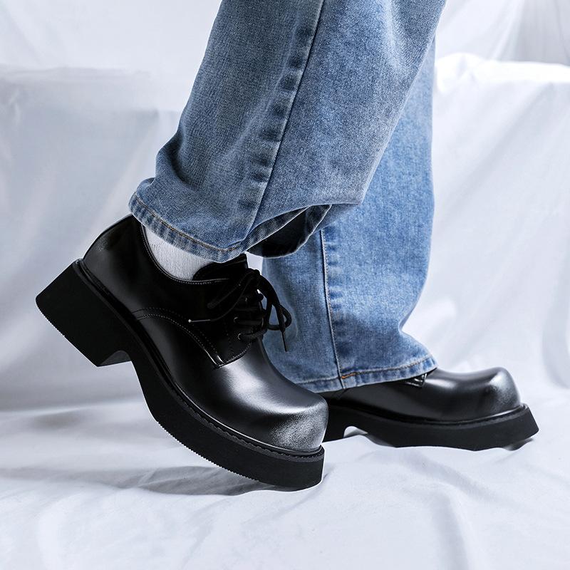 Fashion NEW Leather Women Men's Big Shoes Scalp Shoes Round Head Thick Bottom Soft Leather Retro Shoes Warm Boots BIG Size 45 46 48