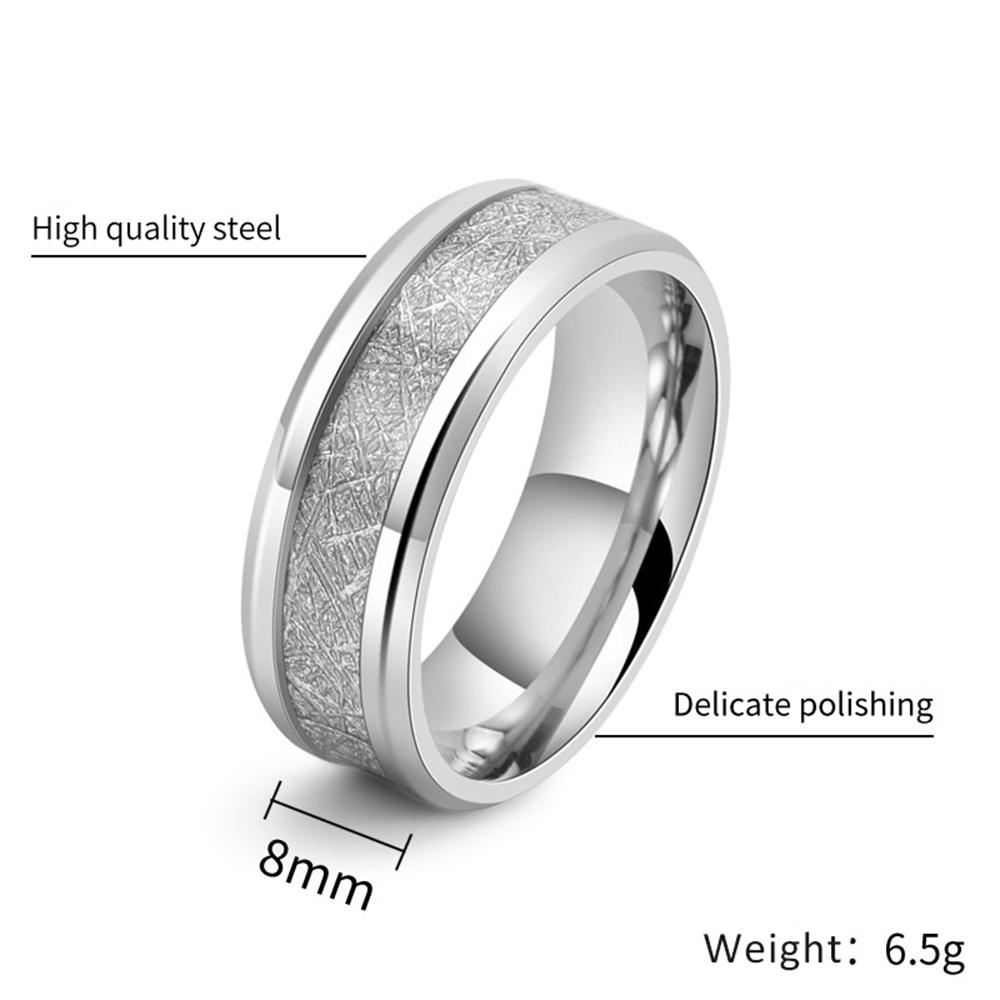 8mm Men Classic Fashion Tungsten Carbide Rings Black Stainless Steel Inlay Polished Meteorite Ring Couple Accessories Jewelry