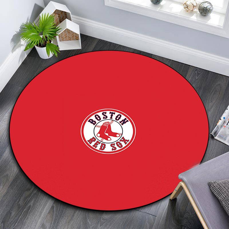 Boston Red Sox2 Round Area Rug,Carpet Rug for Living Room Bedroom Sofa Playroom Decor,Non-slip Floor Mat