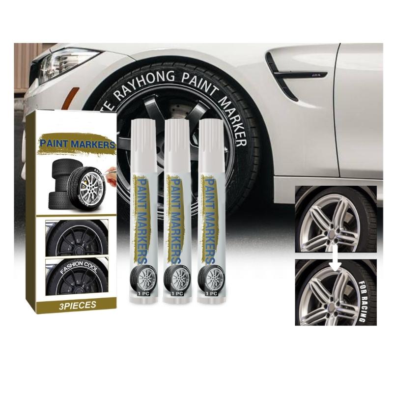 3 Piezas Marcador de Pintura Impermeable Blanco Bolígrafos de Pintura Blancos Bolígrafo de Pintura Para Neumáticos de Coche