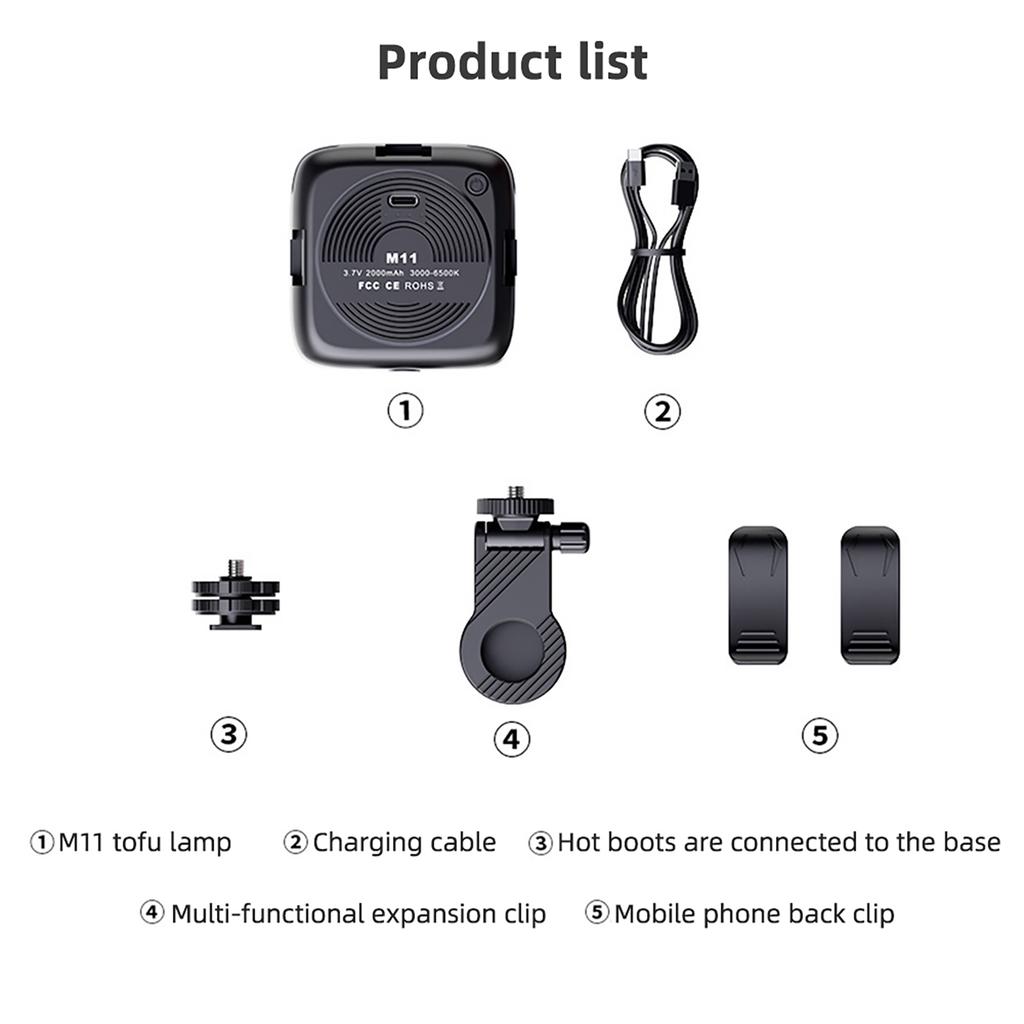 4.5W Pocket Photography Lamp Bi color LED Light Portable Vlog Light 3000K 9900K Color Temperature Dimmable with 2000mAh