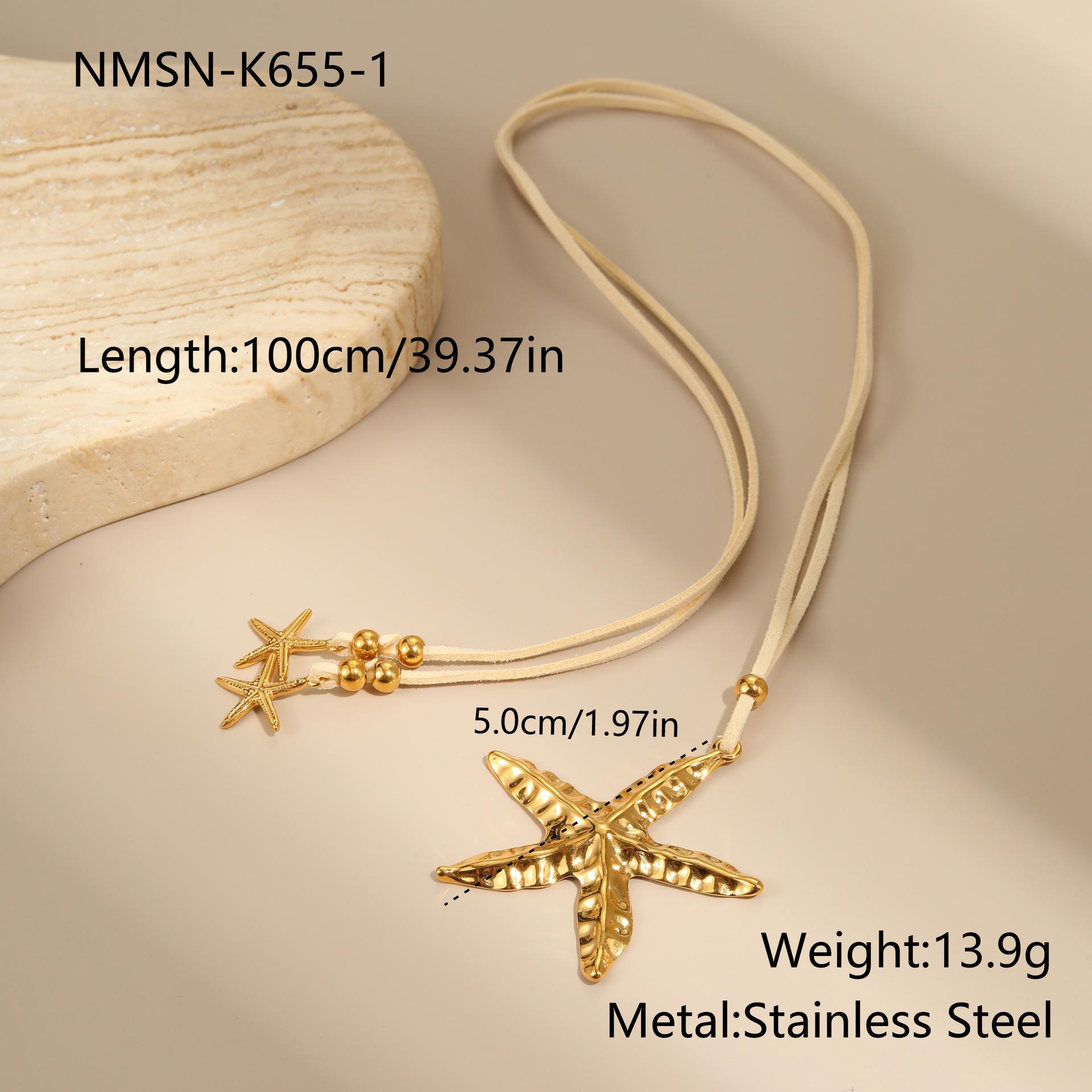GEMCHIC Women s Starfish Pendant Leather Wrap Necklace Adjustable Stainless Steel Bohemian Beach Jewelry