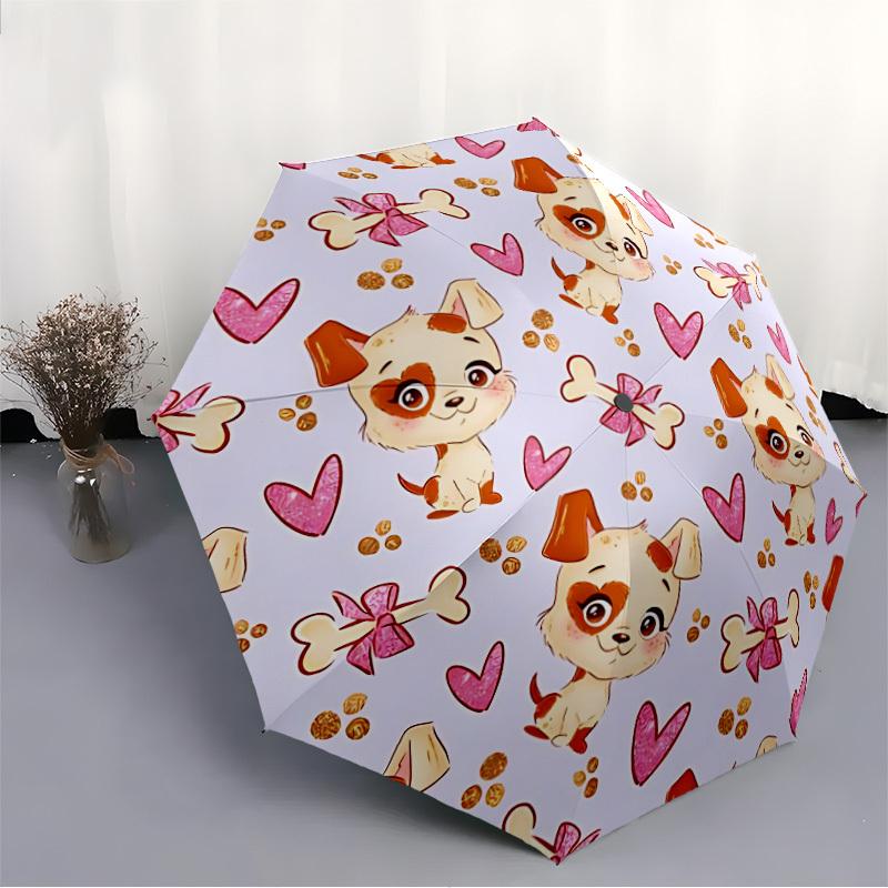 1pc Puppy Print Automatic Opening and Closing Folding Umbrella with 8 Iron Ribs - Portable, Foldable for Travel yy251124117