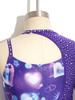 Girls Shiny Rhinestone Printed Gymnastics Jumpsuit Asymmetrical Full Length Bodysuit