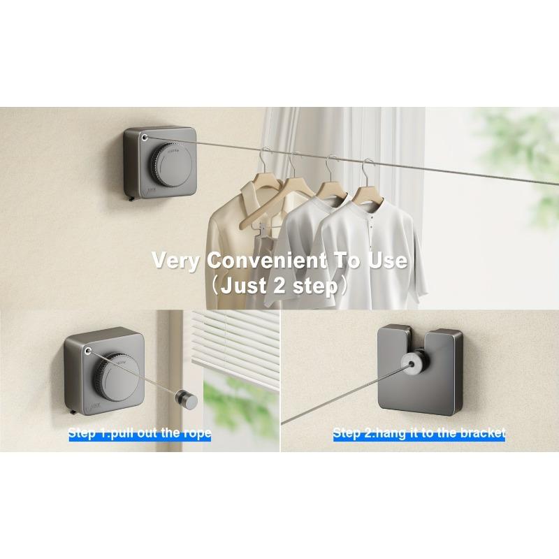 Einfache quadratische Wäscheleine, 188,98 Zoll lang, einziehbar, geeignet für Zuhause/Badezimmer/Balkon, College-Zubehör für den Schulanfang, Trockenständer