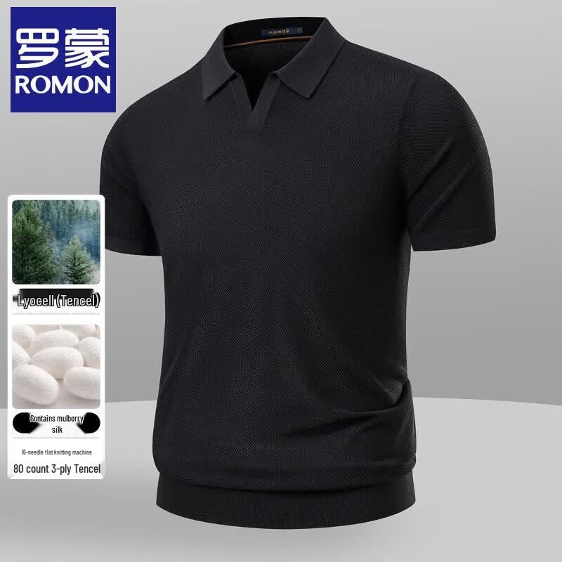 Luo Meng Men s Tencel Blend Short Sleeve Polo Shirt 4XL