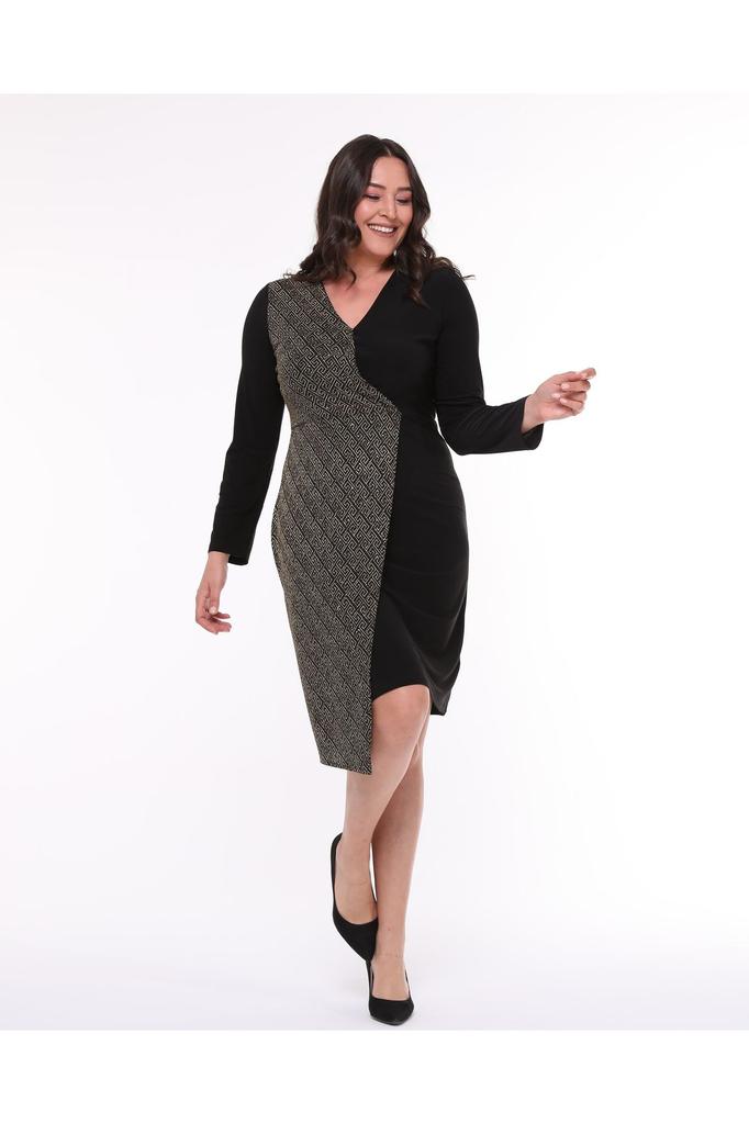 Women's Big Size Dress Medium Size Double Breasted Collar Asymmetrical Evening Dress