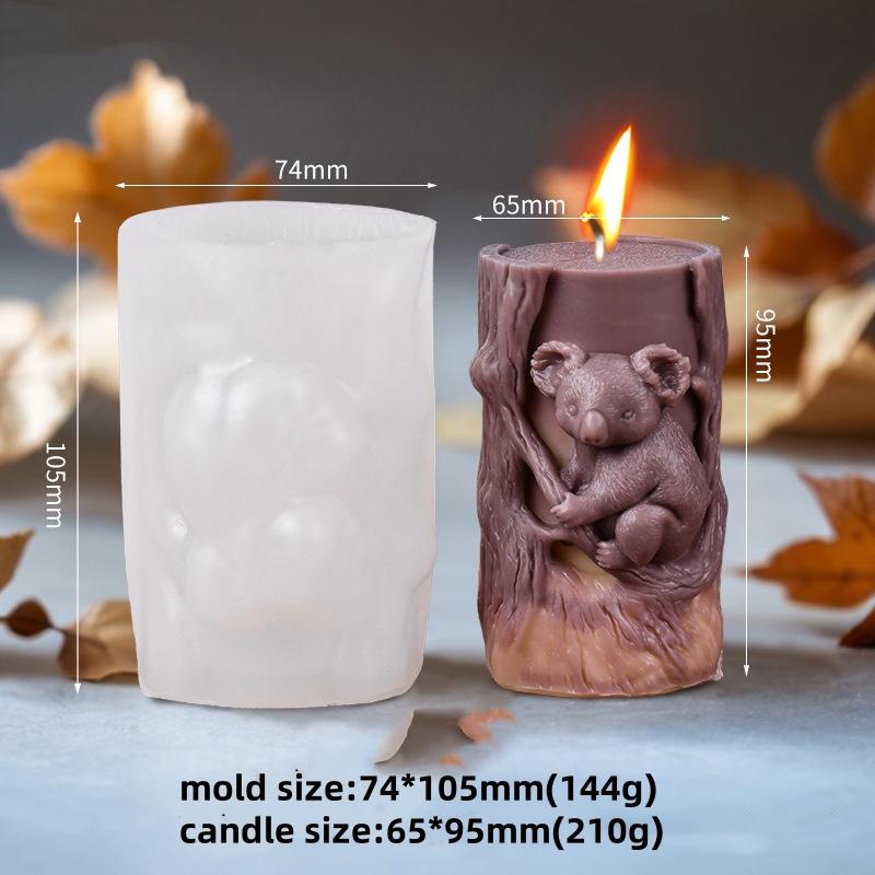 3D Cute Squirrel Aromatherapy Candle Mold DIY Creative Simulation Koala Relief Cylinder Resin Mold Cement Gypsum Home Decoration