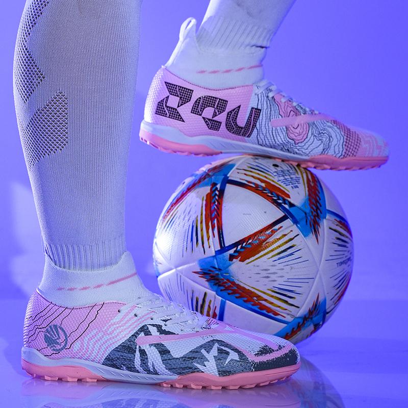 Men's High-top Sock Mouth Football Shoes Youth Sports Shoes Football Training Shoes Art Makeup Lawn Children Football Boots