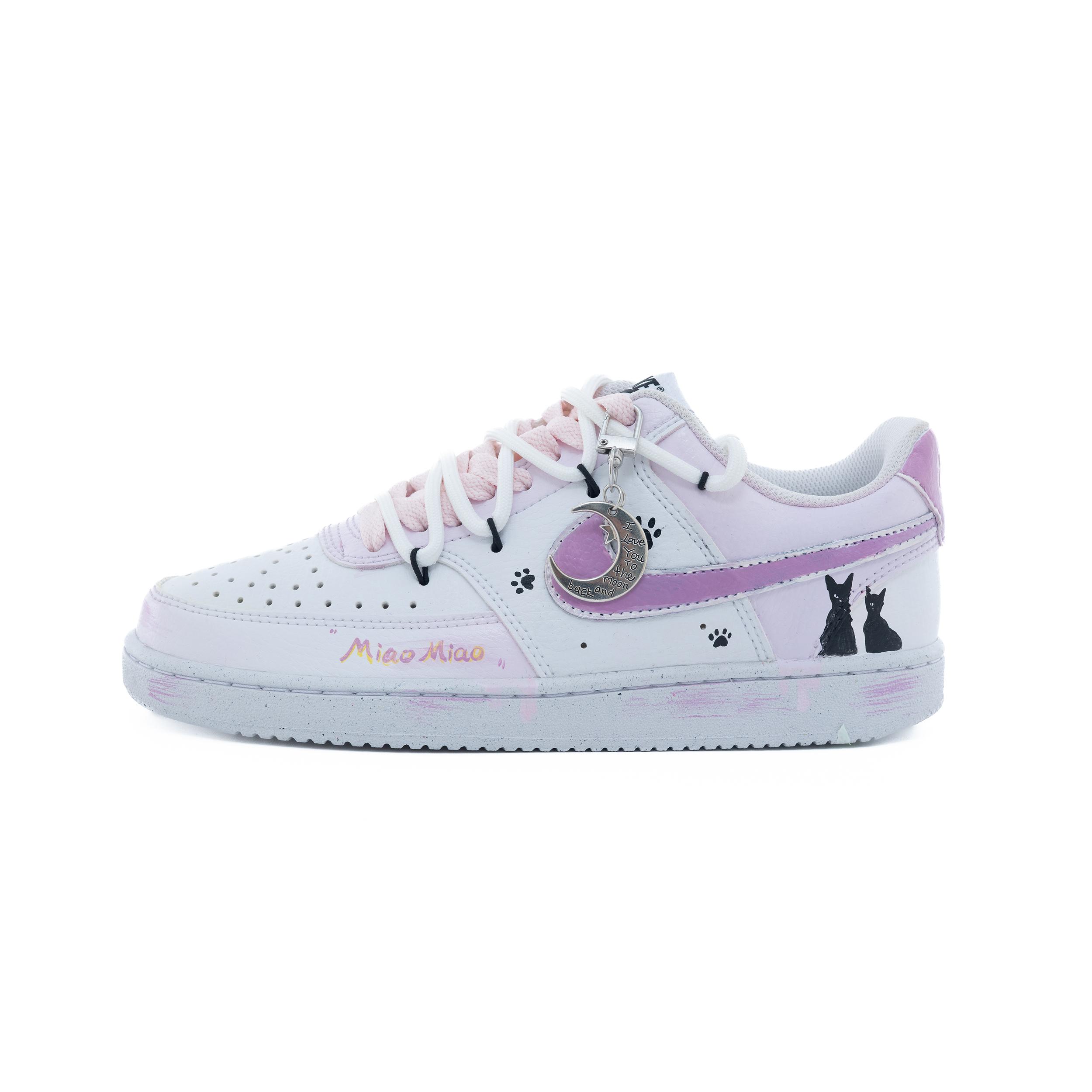 

Nike Court Vision 1 Meow Moon Wander Synthetic Leather Abrasion Resistant Slip Resistant Low top Skateboard Shoes DH3158-101(Team826-) 38