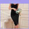 Summer Velvet Slip Dress With Pleated Design For Elegant Evening Wear