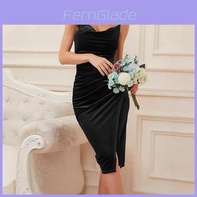 Robe nuisette en velours d'été avec design plissé pour une tenue de soirée élégante